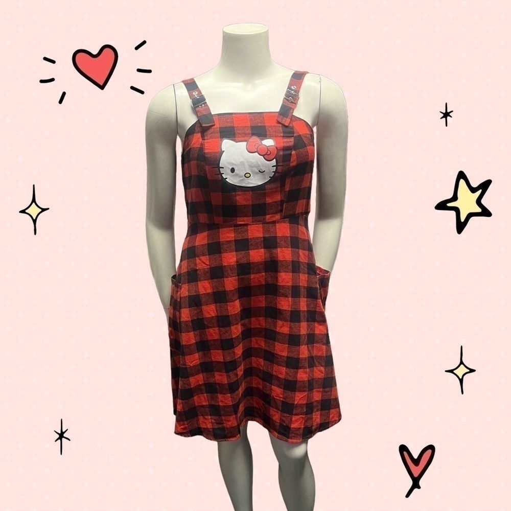 Hello Kitty & SHEIN Plaid Overall Dress Size‎ OX NWT